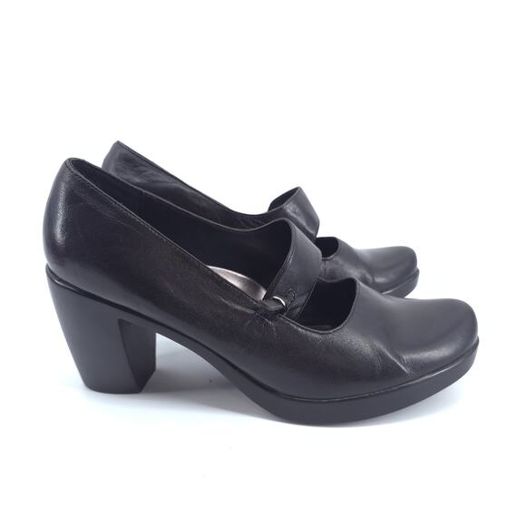 Dansko Shoes - Dansko Tara MaryJane Black Leather Comfort Block Heel Clog Adjustable Strap 40